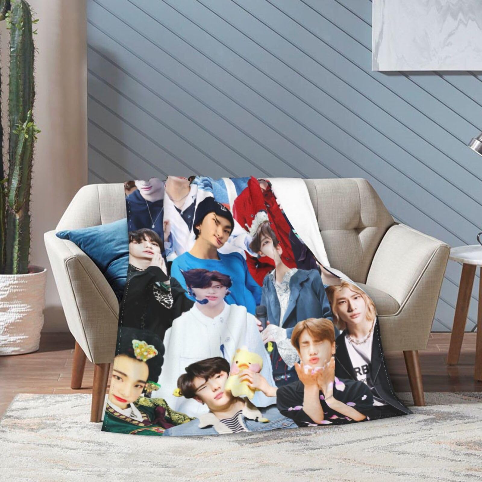 Blanket Stray Kids Hyunjin Ultra-Soft Micro Fleece Throw Blankets Beach Blankets Decoration Gift for Decor Home Sofa,Office,DormitoryBed car Camp Couch All Seasons