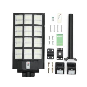 Complete Set of One Large and Two Small Solar Lights for Outdoor - Street Light 1152 LEDs 7000K Motion Activated Dusk to Dawn IP66 Waterproof Security Flood Lights Yard Garage Driveway Parking Lot