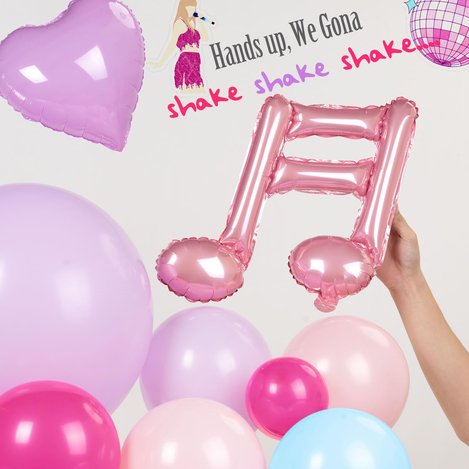 Pink and purple flamingo pink Balloon garland arch kit 130pcs Heart Shape ball mylar balloon for girl sweet16 princess Music fans Birthday Concert prom Mother's Day decorations