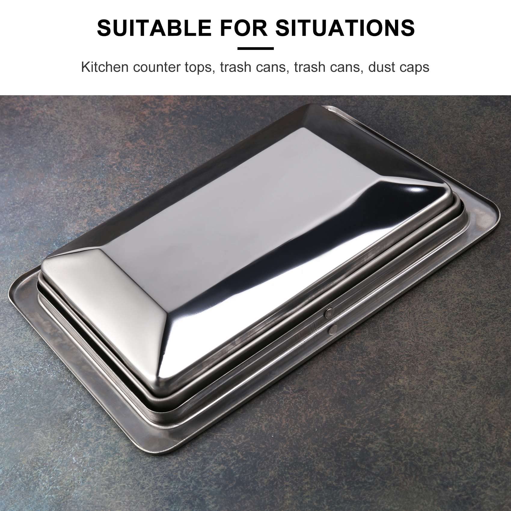 Jkjhbhged Stainless Steel Garbage Flap Lid Trash Bin Cover Flush Built-in Balance Swing Flap Garbage Lid for Kitchen Counter Top A