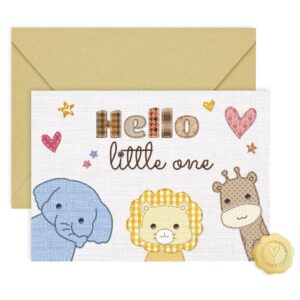 crturuniq baby shower card for girl or boy, welcome new baby cards congratulations for new parents, hello little one, gender reveal