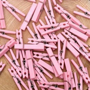 Tayarana Mini Plastic Clothepins for Baby Shower Party Favors Decorations Supplies (60pcs Pink)