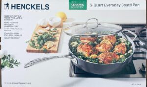 ovietry non-toxic ceramic nonstick 12 inch | 5-quart everyday sauté pan with lid