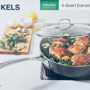 OvieTry Non-Toxic Ceramic Nonstick 12 inch | 5-Quart Everyday Sauté Pan With Lid