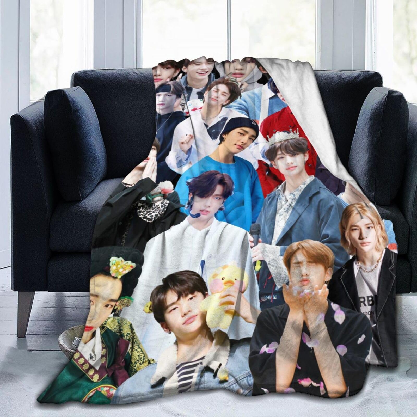 Blanket Stray Kids Hyunjin Ultra-Soft Micro Fleece Throw Blankets Beach Blankets Decoration Gift for Decor Home Sofa,Office,DormitoryBed car Camp Couch All Seasons