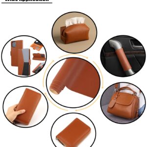 CDY Lychee Texture PU Fabric Leather,Solid Color Faux Leather Sheets 13.8"X53" Soft Faux Leather Roll Perfect for Crafts Handbags Wallets Jewelry Earrings Bows Making (Brown)