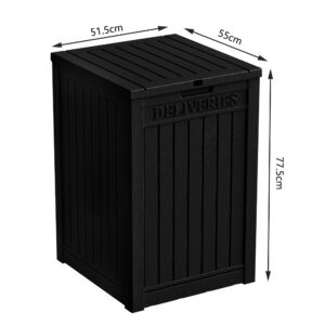 TPSOUM 48 Gallon Resin Package Delivery Box with Lockable Lid, Rust & Moisture Resistant Weatherproof Deck Box for Porches, Patios, Indoor & Outdoor Use