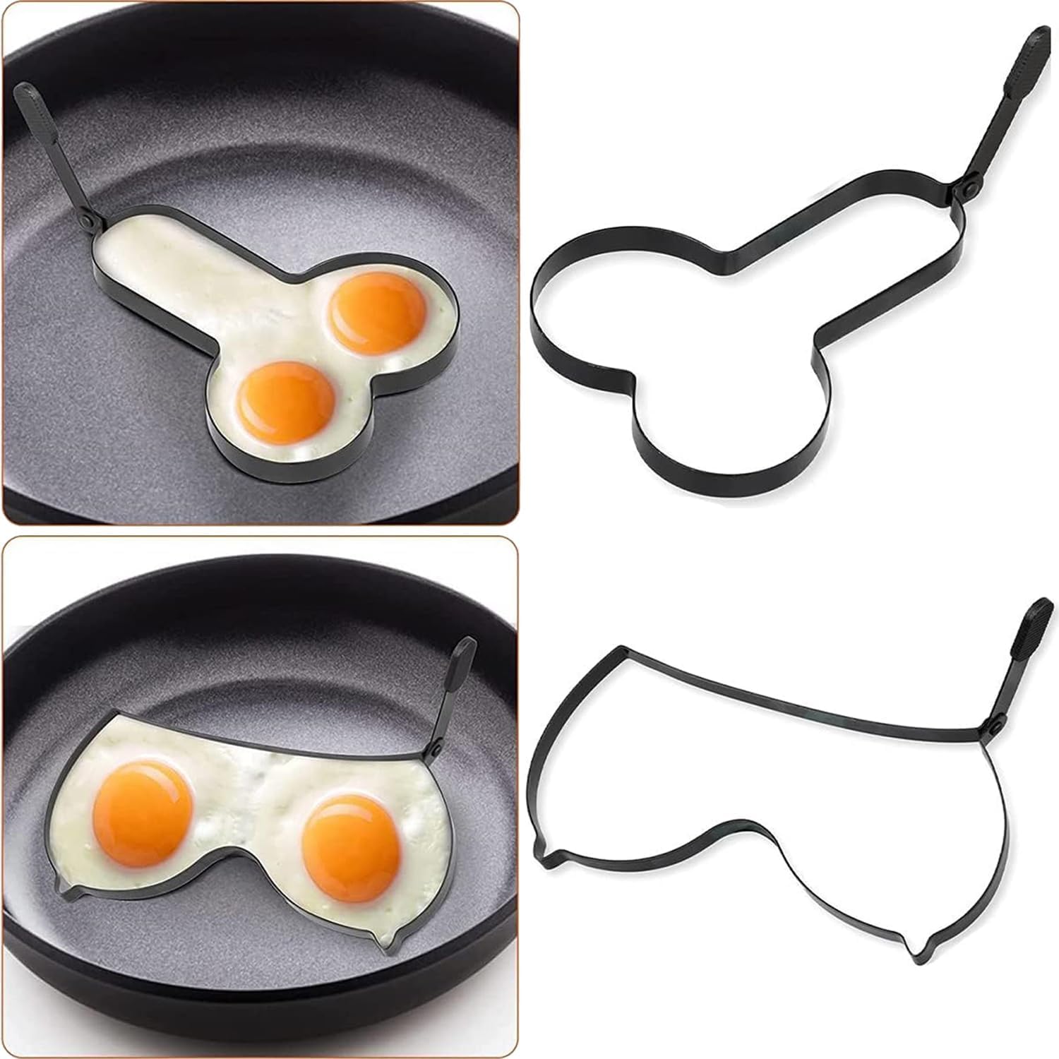 Funny Egg Rings Set of 2, Cute Shaped Omelette Molds, DIY Kitchen Gadgets Egg Mold, Egg Rings for Frying Eggs