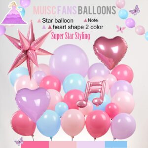 Pink and purple flamingo pink Balloon garland arch kit 130pcs Heart Shape ball mylar balloon for girl sweet16 princess Music fans Birthday Concert prom Mother's Day decorations