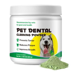 dog teeth cleaning powder，dog dental powder，dog breath freshener powder with probiotics for bad breath, plaque, tartar remover - dental supplies - 80g