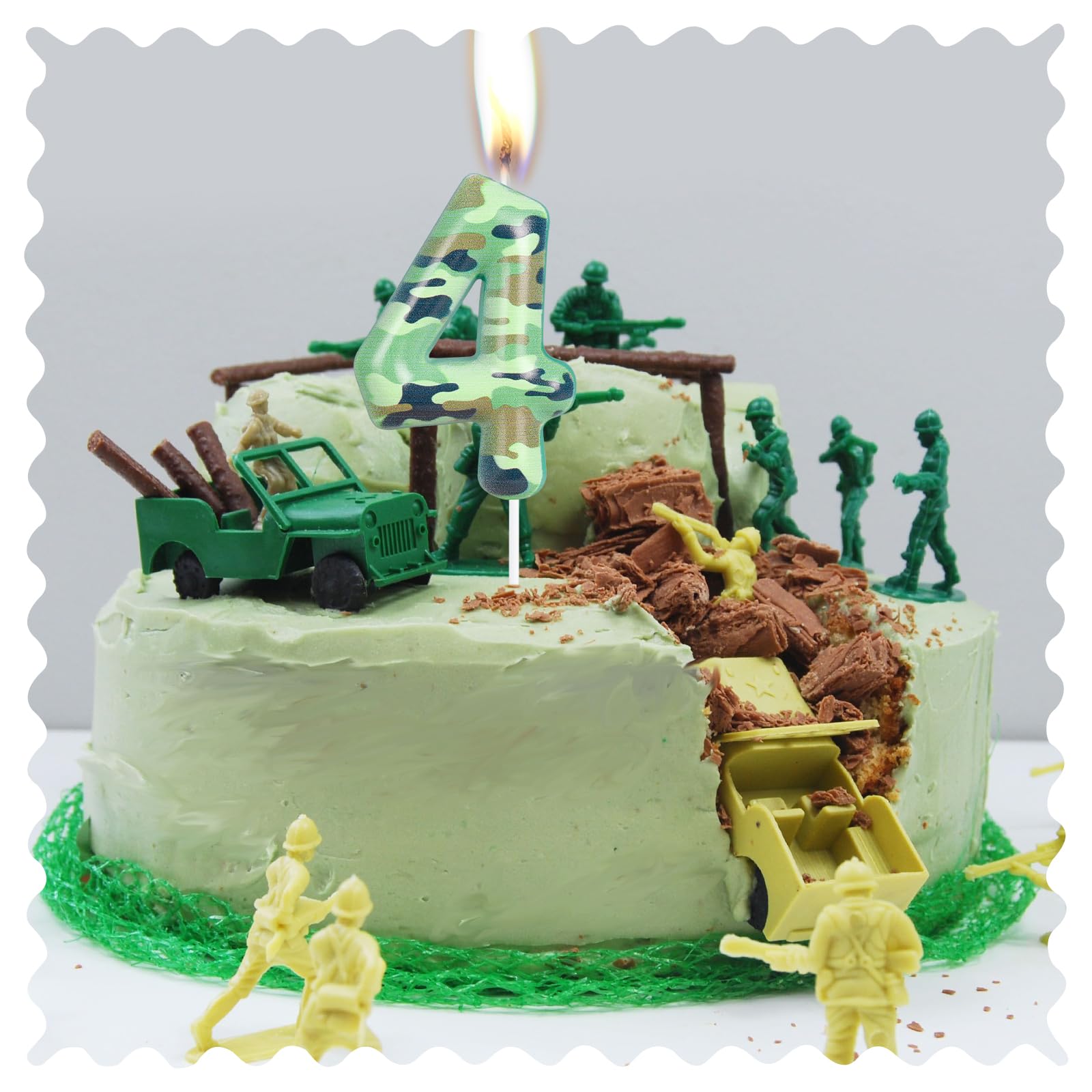 Camo 6th Birthday Candles Number 6 Candle Army Themed Birthday Cake Topper Cake Candles Camo Happy 6th Birthday Party Cake Decorations for Boys Birthday Hunting Party Camouflage Motif Graduation Party