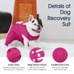 IECOii Pet Surgery Recovery Suit,Breathable Dog Bodysuit E-Collar & Cone Alternative Surgical Suit After Spayed/Neutered Wear,Recovery Suit for Dogs Male Female Sleeve to Prevent Licking,XL-Rosered