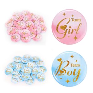 gender reveal button pins 30pcs - 2 inches team boy or girl pins, team boy team girl gender reveal pins for baby shower gender reveal decorations ideas party favors supplies - 5 cm