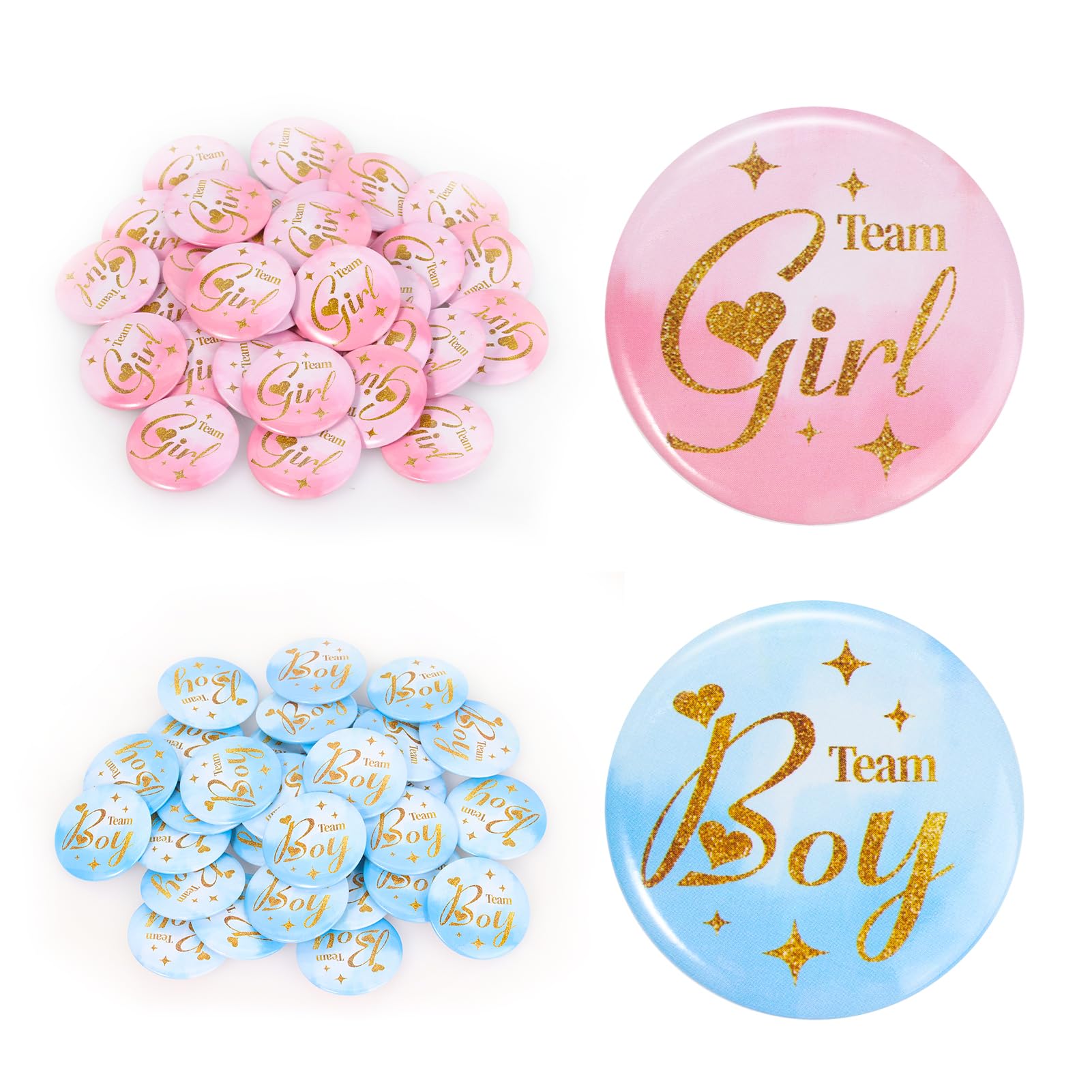 Gender Reveal Button Pins 30PCs - 2 inches Team Boy or Girl Pins, Team Boy Team Girl Gender Reveal Pins for Baby Shower Gender Reveal Decorations Ideas Party Favors Supplies - 5 cm