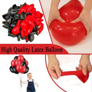 Red and Black Balloons, 70 Pack 12 Inch Black and Red Latex Balloons for Birthday Graduation Wedding Racing Car Poker Card Party Decoration