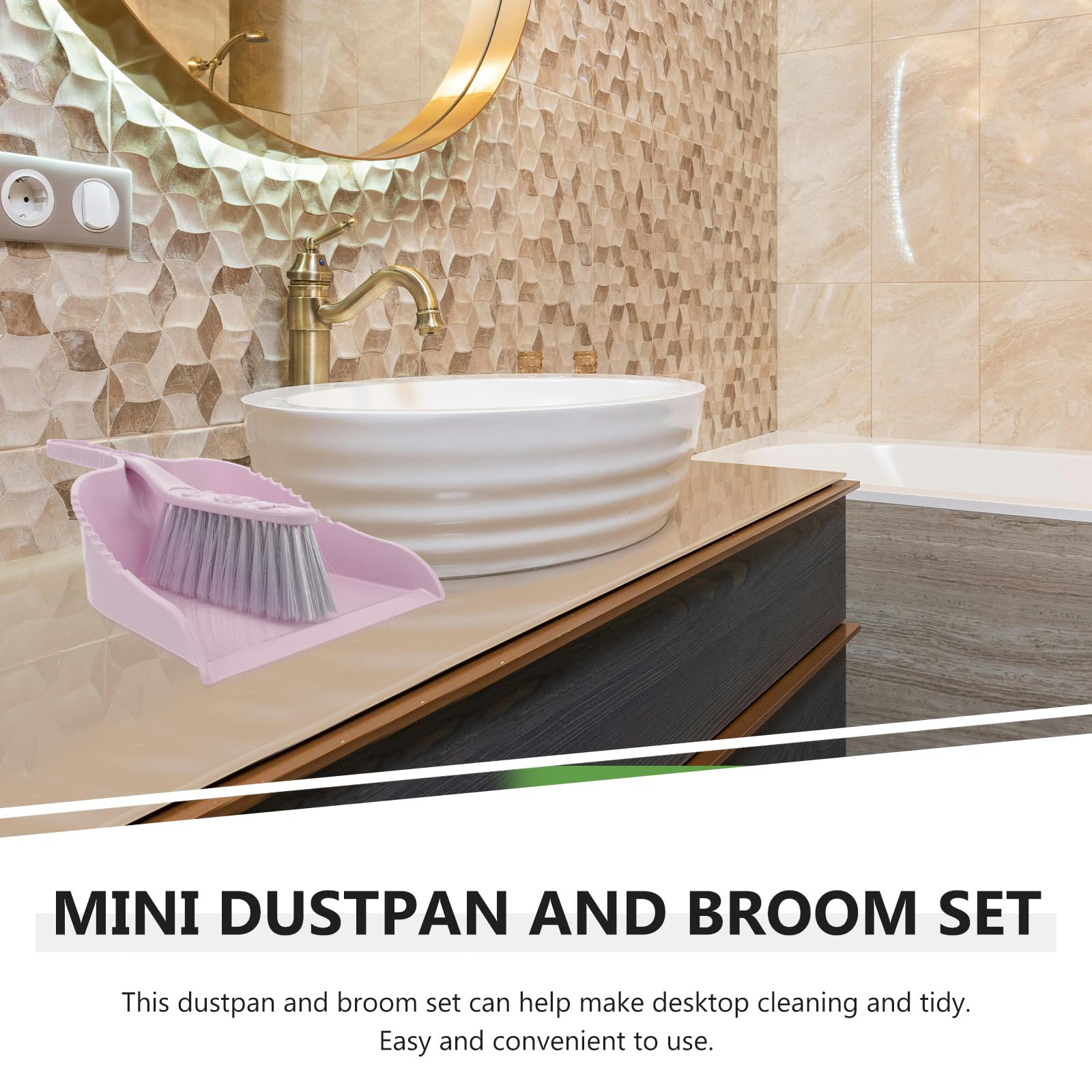 NOLITOY Small Broom and Dustpan Set, Mini Dust Pan and Brush Set, Handheld Dust Pan with Cleaning Brush Combo for Home, Table, Countertop, Sofa