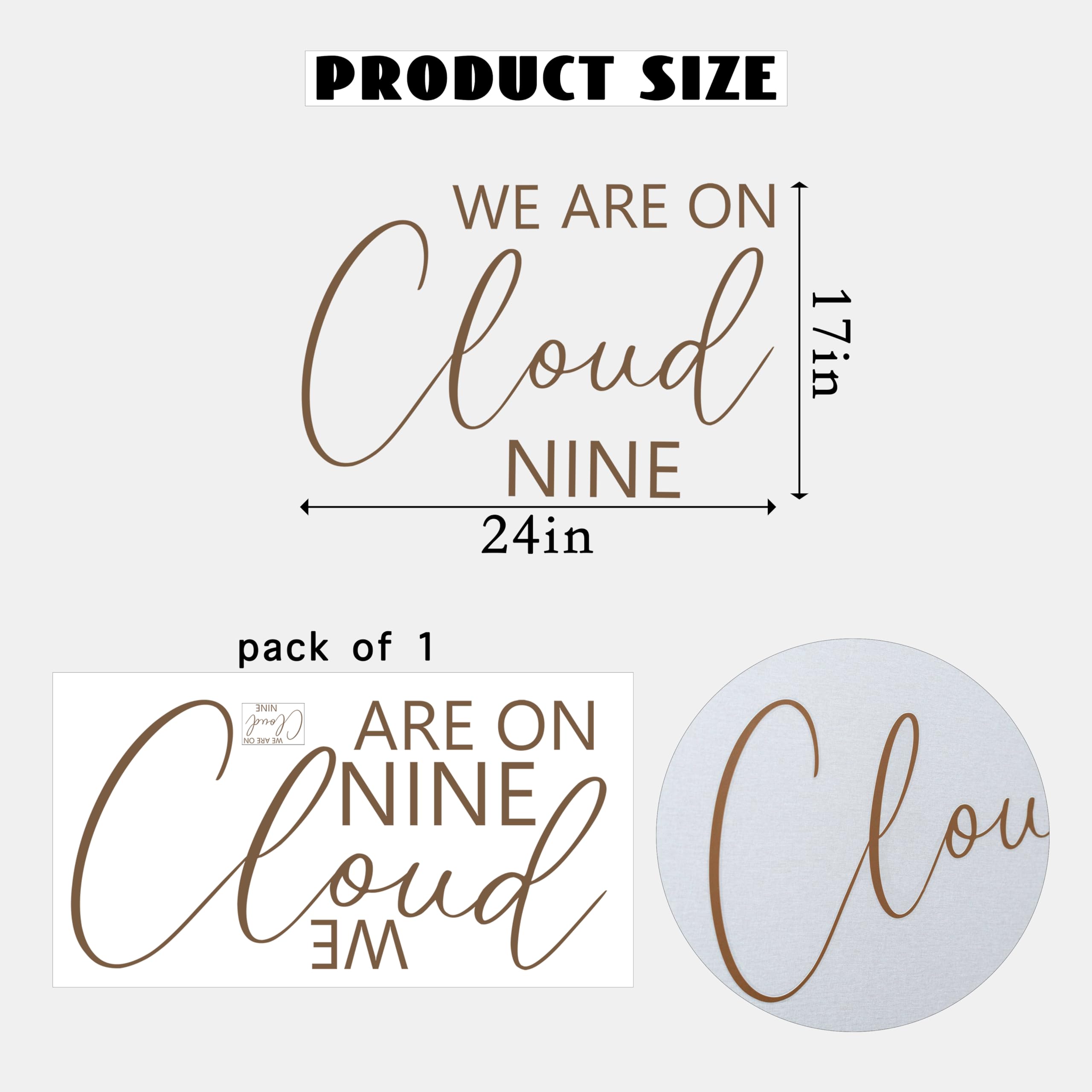 CANTLY We Are On Cloud Nine Wall Decal - Cloud 9 Baby Shower Decorations,Bachelorette Party Decorations, Bride To Be Party Supplies, Cute Baby Shower Decor, Bridal Shower, Engagement Photobooth Backdrop(On Cloud 9 Sticker)