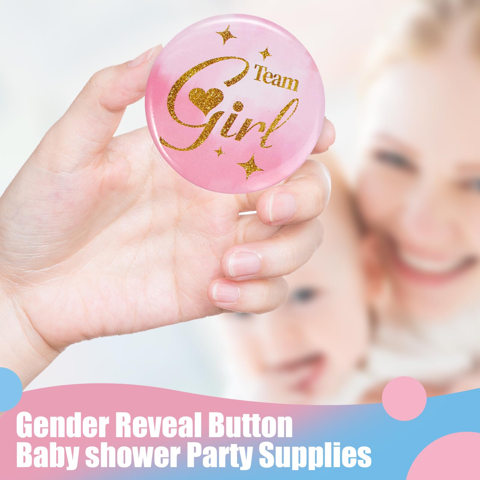 Gender Reveal Button Pins 30PCs - 2 inches Team Boy or Girl Pins, Team Boy Team Girl Gender Reveal Pins for Baby Shower Gender Reveal Decorations Ideas Party Favors Supplies - 5 cm