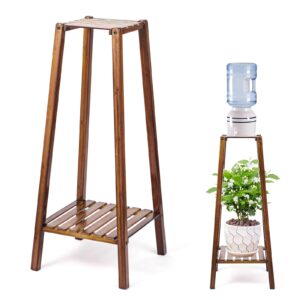 natural bamboo water dispenser stand (30" hight-8" wide), new upgrade 5 gallon water jug stand for 1-5 gallon water dispensers, water dispenser floor stand for kitchen, living room, office, etc.