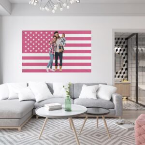 Personalized Pink American Flag with Custom Name or Message, Pink Fabric Custom Made for Home Decor, Garden, Office or School