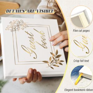 Gold Foil Leaves Wedding Guestbook,Gold Foil Hardcover for Wedding,Guestbook Wedding Reception with 2 Pens,9x7'' Personalized Wedding Guestbook ,Bridal Shower,Baby Shower,Graduation,Birthday,Party