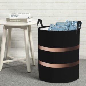 Large Laundry Basket, Black Rose Gold Laundry Hamper Bag 19.6" Collapsible Washing Bin With Handles for College Dorm, Family Essentials Storage