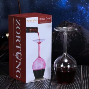 ZORTUNG Upside Down Wine Glass Unique Cute Fancy and Funny Red and White Long Stem Wine Glasses Fun and Cool Wine Gift for Women Or Men for Birthday and Holidays and for Party or Wedding 14 Fl Oz