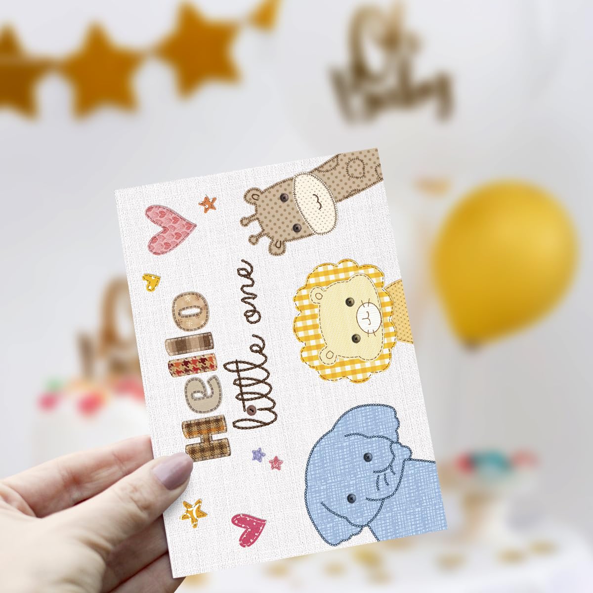 CRTURUNIQ Baby Shower Card for Girl or Boy, Welcome New Baby Cards Congratulations for New Parents, Hello Little one, Gender Reveal