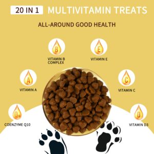 Dog Multivitamin, Chewable Multivitamin, Dog Food, Dog Multivitamin for Support Digestion, Joint, Liver, Heart, with Glucosamine & Probiotics, Vitamin B, C and E, Omega-3 Fatty Acids (150 Chews)