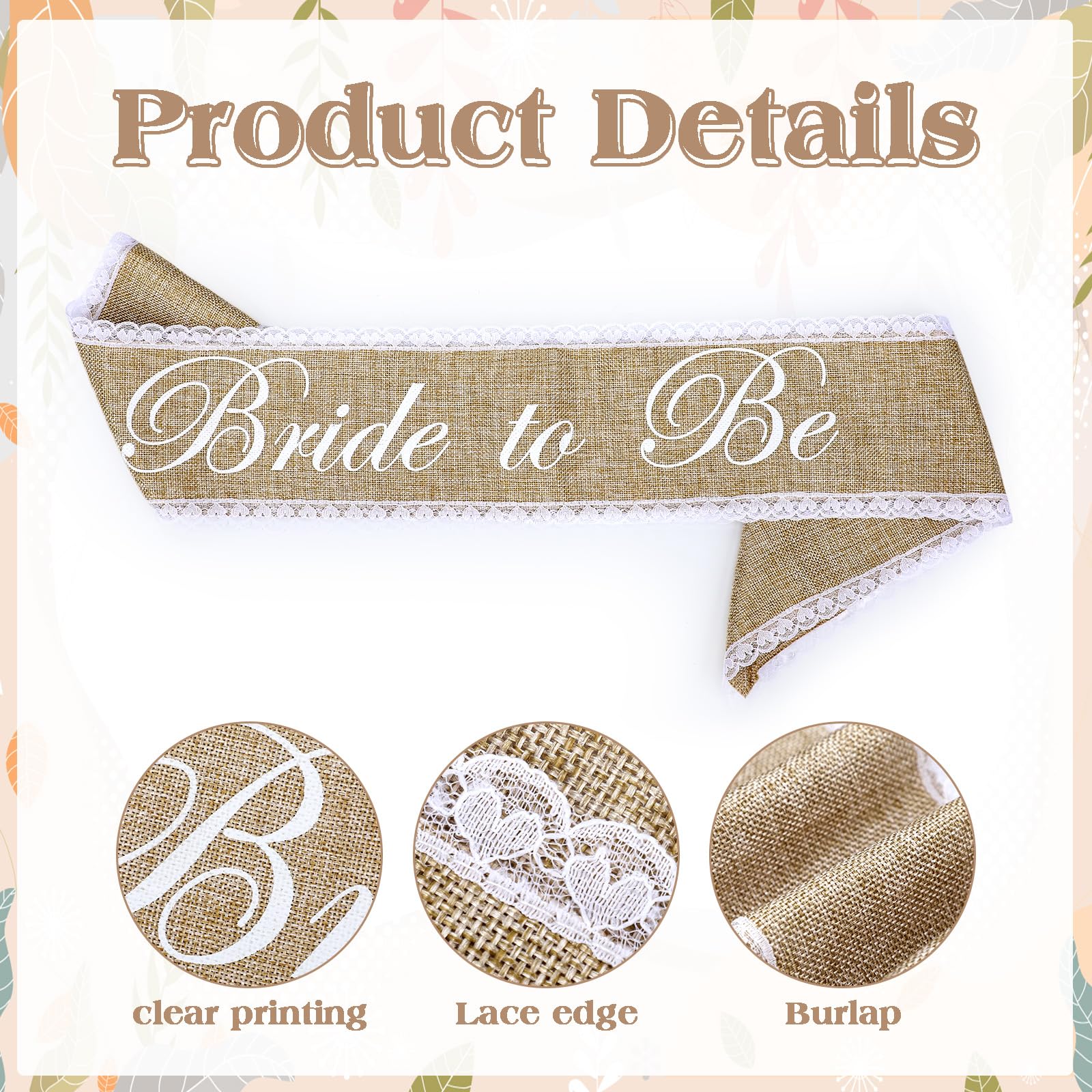 SilTriangle Bride to Be Sash Boho Bridal Shower Decorations Burlap Bachelorette Sash Bridal Party Sashes Engagement Party Decoration Wedding Bridal Shower Gifts