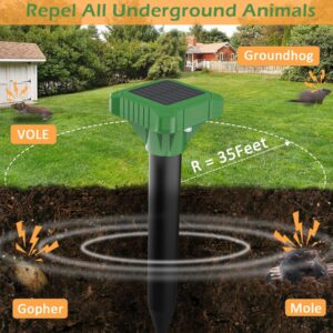 ULTRABOT Solar Mole Repellent Ultrasonic Snake Gopher Repeller Outdoor Waterproof Sonic Groundhog Repellent for Lawn Get Rid of Snake Vole Gopher Groundhog Skunk Chipmunk (8)