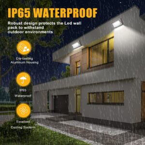 LPQJDA LED Wall Pack Light with Dusk to Dawn Photocell, 100W 5000K led Wall Lights, IP65 Waterproof Commercial Outdoor Security Lighting for Garage,Stadium, Warehouse, Factory, (1Pack), Dark Brown