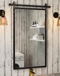 jnfuz 20"x30" farmhouse bathroom mirror, rustic mirror with metal frame wall mirrors for living room, entryway, hallway, bathroom vanity mirrors for over sink(black, 20×30)