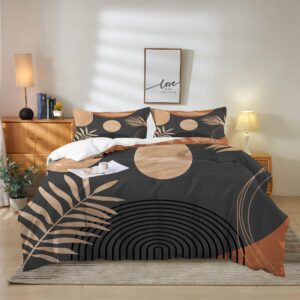 msocio boho duvet cover king 3 pieces soft washed microfiber duvet cover set abstract arch sun modern mid century bedding sets for all seasons home bedding decorations