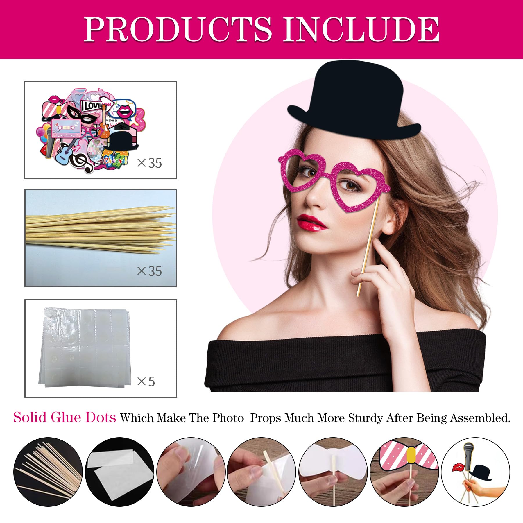 35Pcs Photo Booth Props for Birthday Weddings Graduation,Music Lyrics Themed Party Photo Booth for Music Fans,Social Media Party Props for Photo Booth