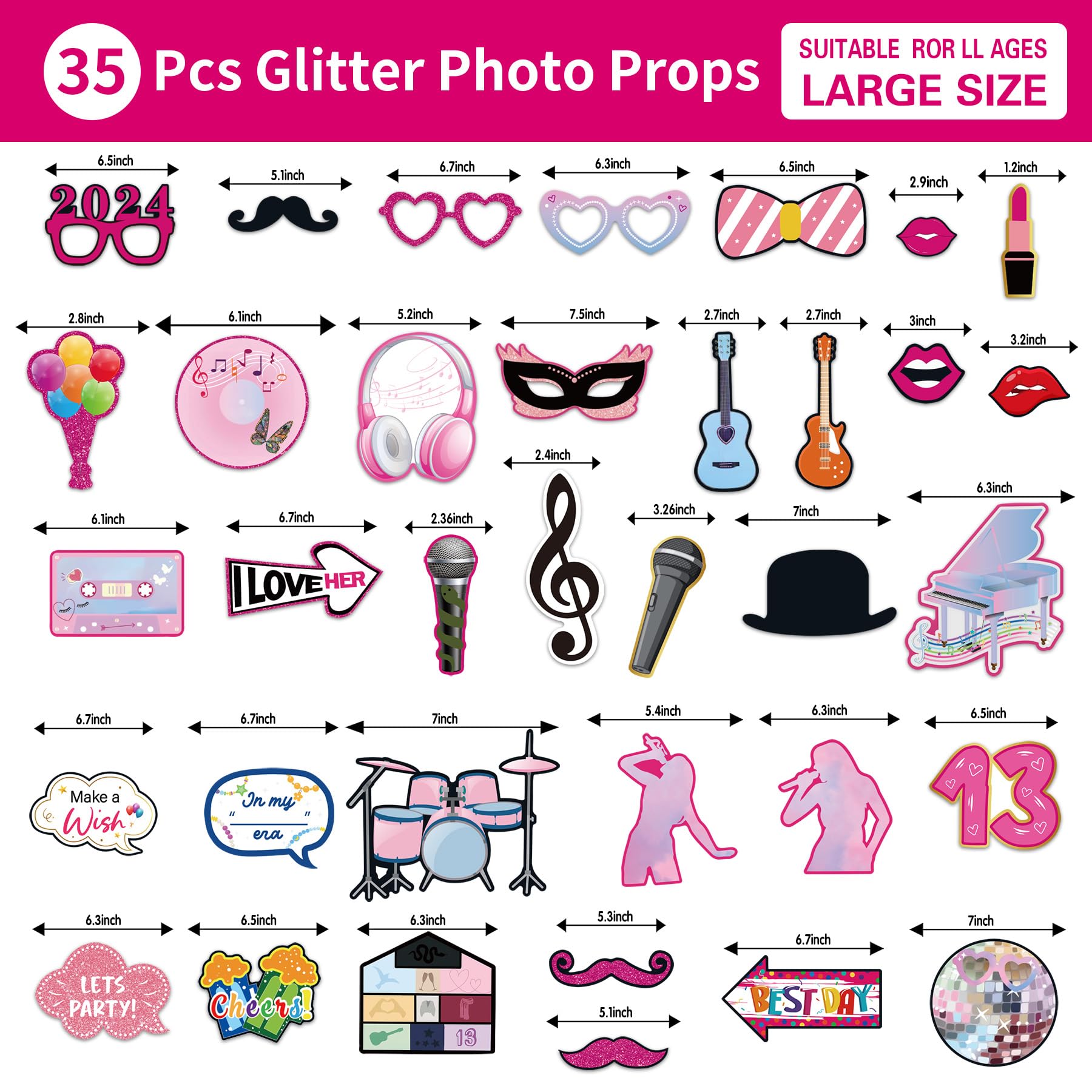 35Pcs Photo Booth Props for Birthday Weddings Graduation,Music Lyrics Themed Party Photo Booth for Music Fans,Social Media Party Props for Photo Booth