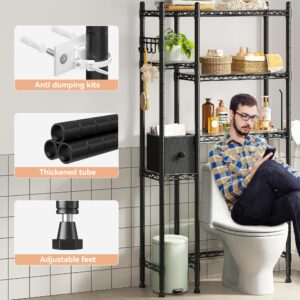 REIBII Over Toilet Storage with Drawer Over The Toilet Storage Shelf 3 Tier Over The Toilet Cabinet Over Toilet Bathroom Storage Bathroom Shelves with Towel Hook,Tissue Holder,Sturdy,Space-Saving