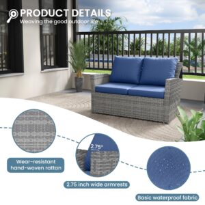 Amopatio Patio Furniture Set, 4 Pieces Outdoor Patio Furniture Wicker Sectional Sofa Outdoor Patio Set Patio Conversation Sets, Grey