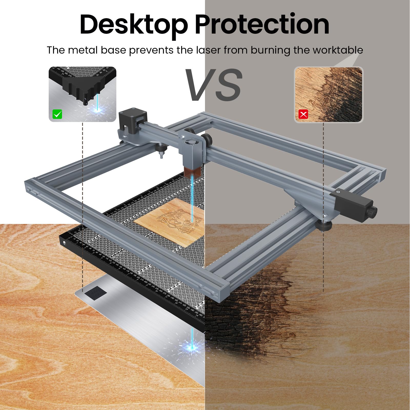 ToCome Honeycomb Laser Bed 500 x 500 x 22 mm Steel Honeycomb Cutting Bed for D1, D1 Pro Falcon Falcon 2 and Most Laser Engraver Laser Cutter, 19.68" x 19.68"