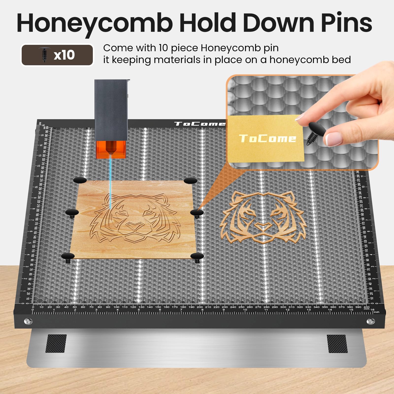 ToCome Honeycomb Laser Bed 500 x 500 x 22 mm Steel Honeycomb Cutting Bed for D1, D1 Pro Falcon Falcon 2 and Most Laser Engraver Laser Cutter, 19.68" x 19.68"