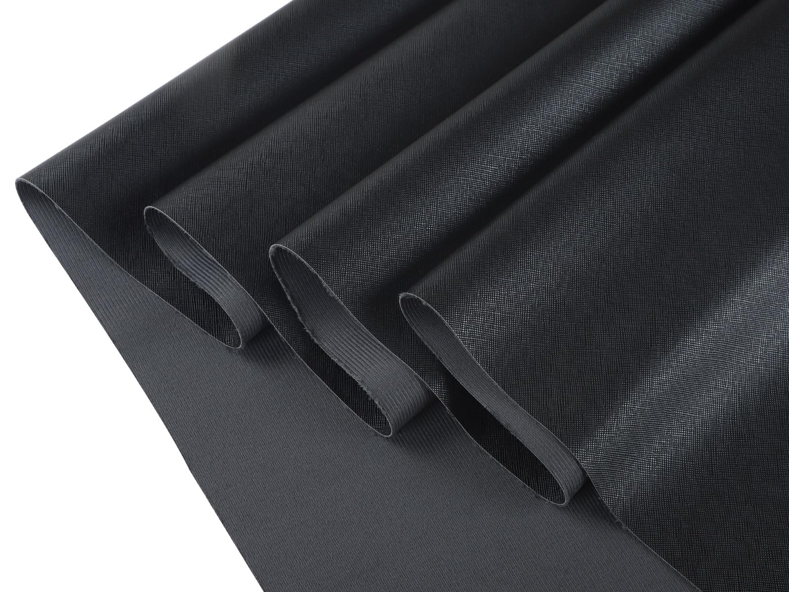 CDY Toothpick Texture Faux Leather Roll: Solid Color Faux Leather Sheets 13.8"X53" PU Fabric Leather Perfect for Crafts Handbags Wallets Jewelry Earrings Bows Making (Black)