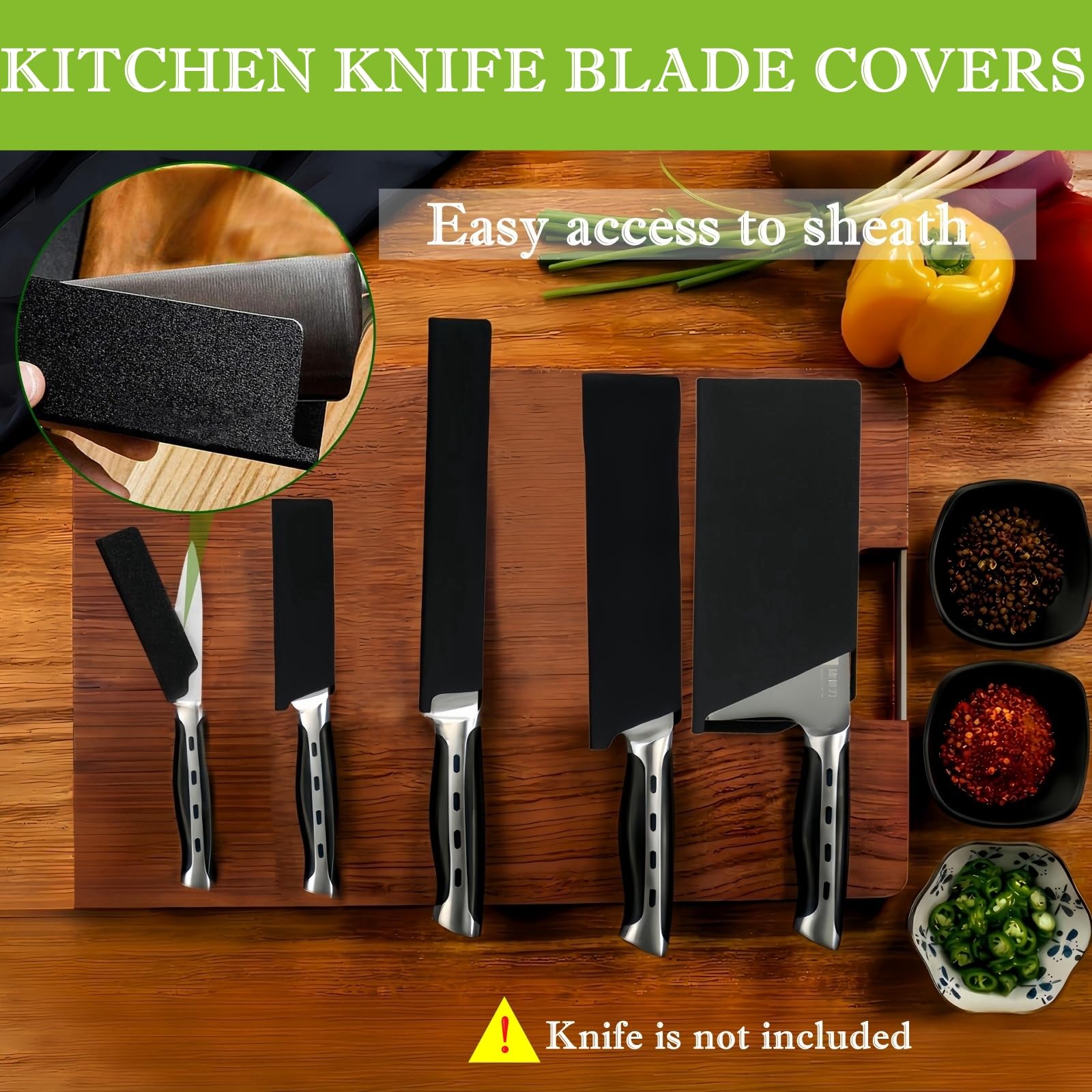 BLIRITEL 2 PCS Knife Sheath, Universal Kitchen Knife Covers, Non-BPA Chef Knife Edge Guard, ABS Knife Case Abrasion Resistant Felt Lined Knife Protector Sleeves (3.5 * 1 inch for Paring Knife)