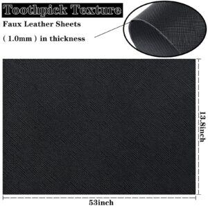 CDY Toothpick Texture Faux Leather Roll: Solid Color Faux Leather Sheets 13.8"X53" PU Fabric Leather Perfect for Crafts Handbags Wallets Jewelry Earrings Bows Making (Black)