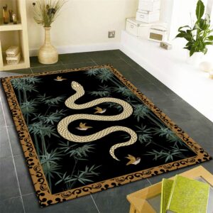 Puyosvr Snakes and Birds Area Rugs, 5x6ft, Goth Bohemian Retro Aesthetics Accent Rug, Washable Carpet with Anti-Slip Backing Durable Rugs for Bedroom Living Room Nursery