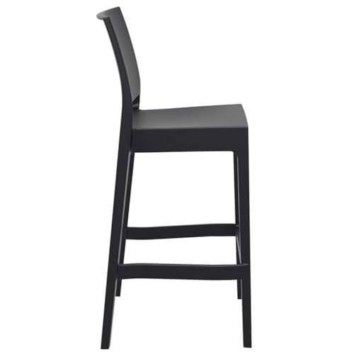 Pemberly Row 29.5" Commercial Grade Resin Barstool in Black - Set of 2