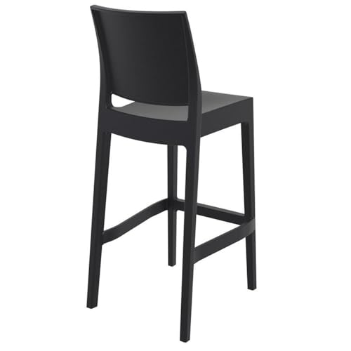 Pemberly Row 29.5" Commercial Grade Resin Barstool in Black - Set of 2