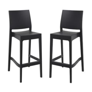 pemberly row 29.5" commercial grade resin barstool in black - set of 2