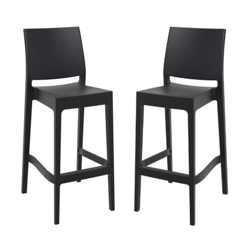 Pemberly Row 29.5" Commercial Grade Resin Barstool in Black - Set of 2