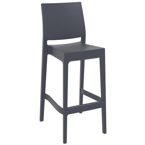 Pemberly Row 29.5" Resin Barstool in Dark Gray Finish - Set of 2