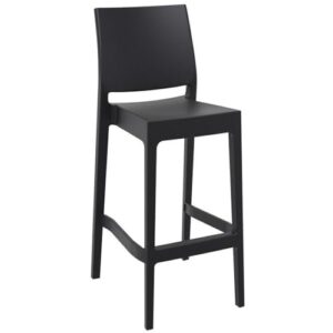 Pemberly Row 29.5" Commercial Grade Resin Barstool in Black - Set of 2